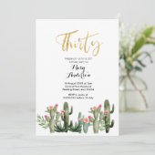 Cactus Fiesta Floral Dertig 30e verjaardag  Kaart (Staand voorkant)