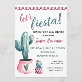 Cactus Fiesta Girl Baby shower Invitation Kaart