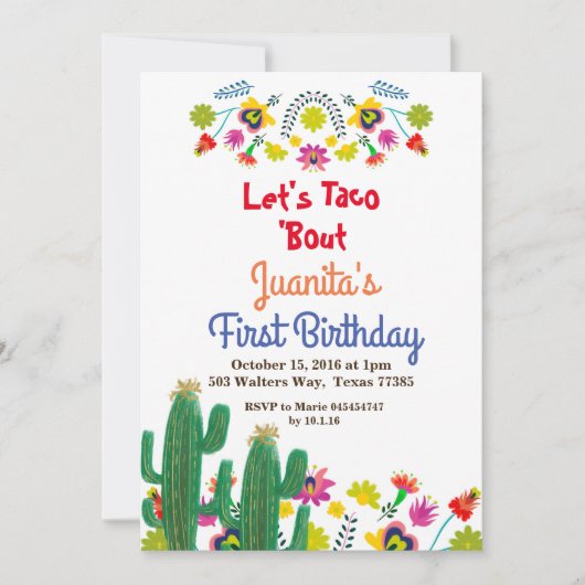 Cactus Fiesta Mexican 1e verjaardag Kaart (Voorkant)