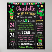 Cactus Fiesta Mexican Birthday board Poster (Voorkant)
