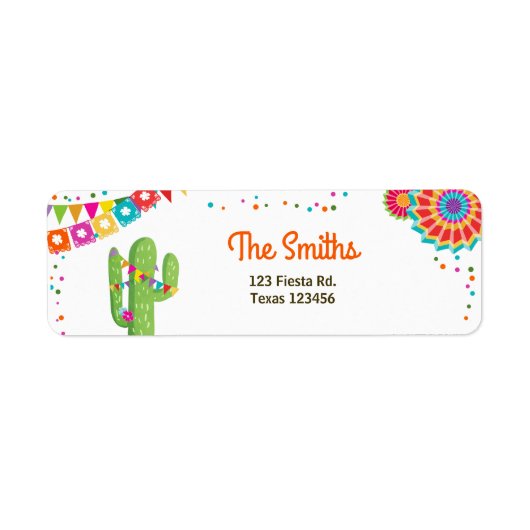 Cactus Fiesta Mexican Return Address Label Party (Voorkant)