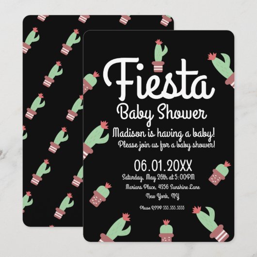 Cactus Fiesta Mix Herhaalt Baby shower Kaart (Voorkant / Achterkant)