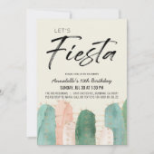 Cactus Fiesta Roze Meisje Verjaardag Uitnodiging (Voorkant)