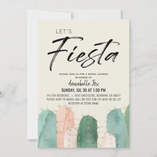 Cactus Fiesta Roze Vrijgezellenfeest Kaart (Voorkant)