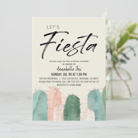 Cactus Fiesta Roze Vrijgezellenfeest Kaart (Staand voorkant)