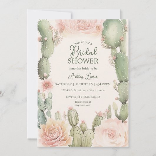 Cactus Fiesta vrijgezellenfeest Desert Shower Kaart (Voorkant)