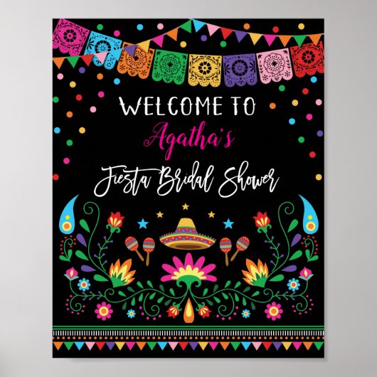 Cactus Fiesta Vrijgezellenfeest Welcome Sign Decor Poster (Voorkant)