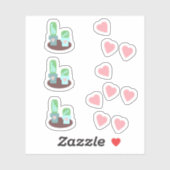 Cactus Floating Hearts roze Sticker (Vel)