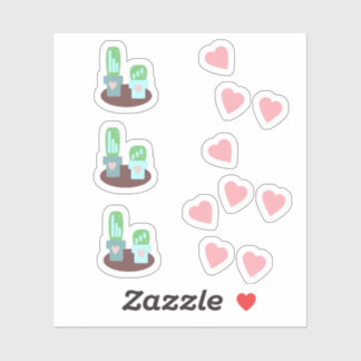 Cactus Floating Hearts roze Sticker