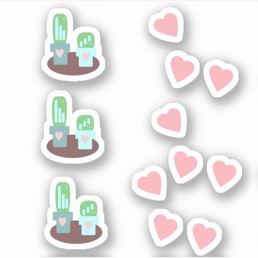 Cactus Floating Hearts roze Sticker (Voorkant)