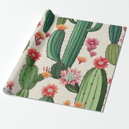 Cactus floraal cadeaupapier (Uitgerold)