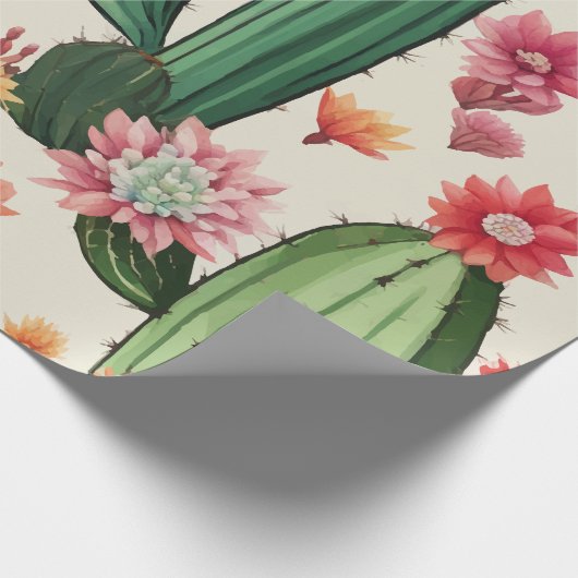 Cactus floraal cadeaupapier (Hoek)