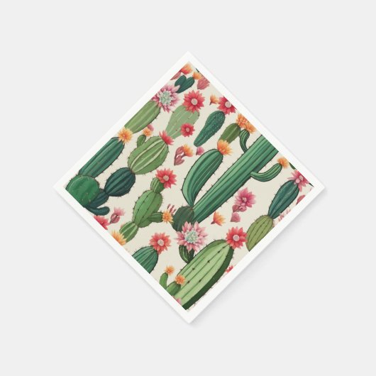 Cactus floraal servet (Hoek)