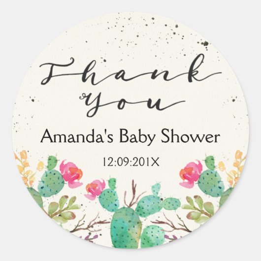 Cactus Floral Baby shower Sticker (Voorkant)
