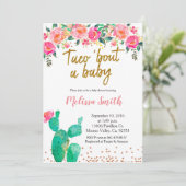 Cactus floral Baby shower Taco Bout Baby Kaart (Staand voorkant)