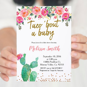 Cactus floral Baby shower Taco Bout Baby Kaart