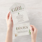 Cactus Floral Book Request Baby shower All-in-One All In One Uitnodiging (Afscheurbaar)