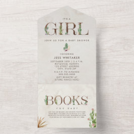 Cactus Floral Book Request Baby shower All-in-One All In One Uitnodiging