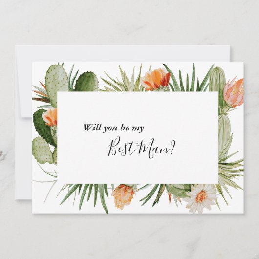 Cactus Floral Desert Best Man proposal Kaart (Voorkant)