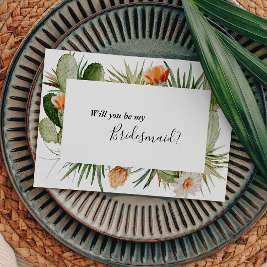 Cactus Floral Desert Bridesmaid proposal Kaart
