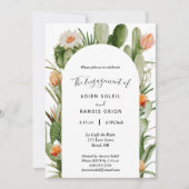 Cactus Floral Desert Engagement Party Kaart (Voorkant)