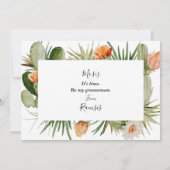 Cactus Floral Desert Groomsman-voorstel Kaart (Achterkant)