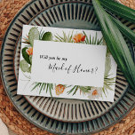 Cactus Floral Desert, lid van de Kaart van het eer<br><div class="desc">Deze cactus floral desert maid of epileerkaart is perfect voor je moderne woestijnbruiloft. Dit ontwerp is voorzien van zwarte eenvoudige kalligrafie met roerige cactus, planten, succulenten en cactus bloesems in geometrische boogbladen op een klassieke heldere witte achtergrond die overeenkomt met uw elegante traditionele bruiloft of rustic boho bruiloft in de...</div>