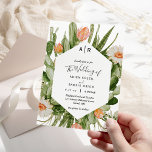 Cactus Floral Desert Monogram Weddenschap Kaart<br><div class="desc">Deze cactus floral woestijn monogram bruiloft is perfect voor je moderne woestijnbruiloft. Dit ontwerp is voorzien van zwarte eenvoudige kalligrafie met roerige cactus, planten, succulenten en cactus bloesems in geometrische boogbladen op een klassieke heldere witte achtergrond die overeenkomt met uw elegante traditionele bruiloft of rustic boho bruiloft in de lente,...</div>