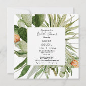 Cactus Floral Desert Square Vrijgezellenfeest Kaart (Voorkant)