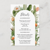 Cactus Floral Desert Wedding Details Informatiekaartje (Voorkant)