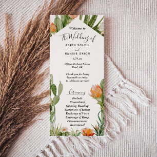 Cactus Floral Desert Wedding Flat Program Programmakaart
