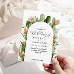 Cactus Floral Desert Wedding Invitation Kaart<br><div class="desc">Deze cactus florale woestijn trouwuitnodiging is perfect voor je moderne woestijnbruiloft. Dit ontwerp is voorzien van zwarte eenvoudige kalligrafie met roerige cactus, planten, succulenten en cactus bloesems in geometrische boogbladen op een klassieke heldere witte achtergrond die overeenkomt met uw elegante traditionele bruiloft of rustic boho bruiloft in de lente, de...</div>