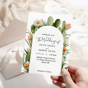 Cactus Floral Desert Wedding Invitation Kaart