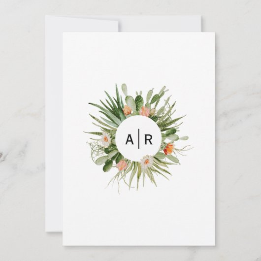 Cactus Floral Desert Wedding Rehearsal Dinner Kaart (Achterkant)