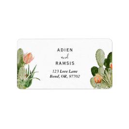 Cactus Floral Desert Wedding Return Address Labels