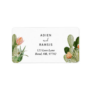 Cactus Floral Desert Wedding Return Address Labels