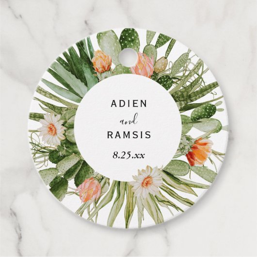 Cactus Floral Desert Wedding Round Bedankjes Labels (Voorkant)