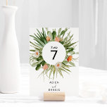Cactus Floral Desert Wedding Table Number Kaart<br><div class="desc">Deze cactus floral woestijn trouwlijstnummer is perfect voor je moderne woestijnbruiloft. Dit ontwerp is voorzien van zwarte eenvoudige kalligrafie met roerige cactus, planten, succulenten en cactus bloesems in geometrische boogbladen op een klassieke heldere witte achtergrond die overeenkomt met uw elegante traditionele bruiloft of rustic boho bruiloft in de lente, de...</div>