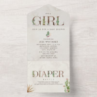 Cactus Floral Diaper Raffle Girl Baby shower
