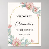 Cactus Floral Gold Arch Vrijgezellenfeest Welkomst Poster (Voorkant)