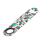 Cactus Floral Hexagon Pattern Waterverf Monogram Speed Flessenopener (Achterkant Gekanteld)