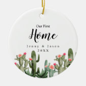 Cactus Floral Ons eerste botanische sierhuis Keramisch Ornament (Voorkant)