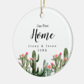 Cactus Floral Ons eerste botanische sierhuis Keramisch Ornament (Links)