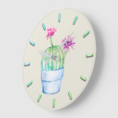 Cactus Floral Pink Aqua Waterverf Mint IVORY Grote Klok (Hoek)