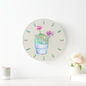 Cactus Floral Pink Aqua Waterverf Mint IVORY Grote Klok (Huis)