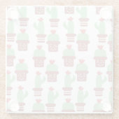 Cactus Floral Pot Pattern roze Green Glazen Onderzetter (Achterkant)