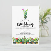 Cactus Floral Rustic Southwestern Boho bruiloft Kaart (Staand voorkant)