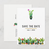 Cactus Floral Rustic Southwestern Save the Date Aankondigingskaart (Voorkant / Achterkant)
