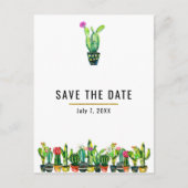 Cactus Floral Rustic Southwestern Save the Date Aankondigingskaart (Voorkant)