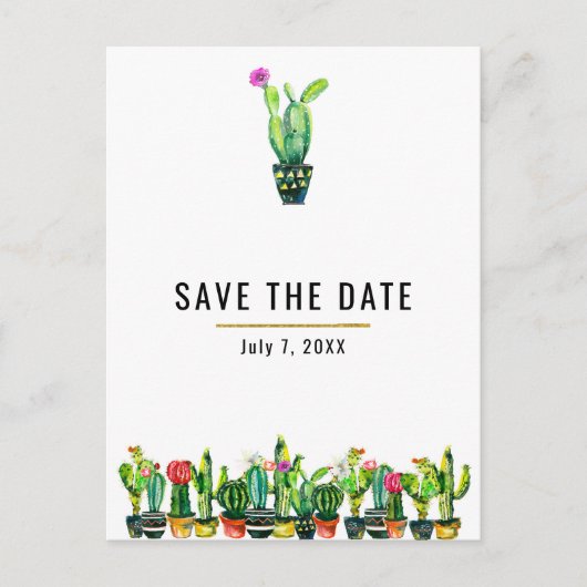 Cactus Floral Rustic Southwestern Save the Date Aankondigingskaart (Voorkant)